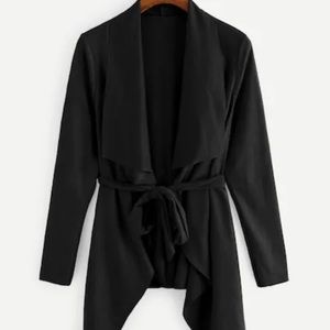 Waterfall Collar Suede Solid Coat